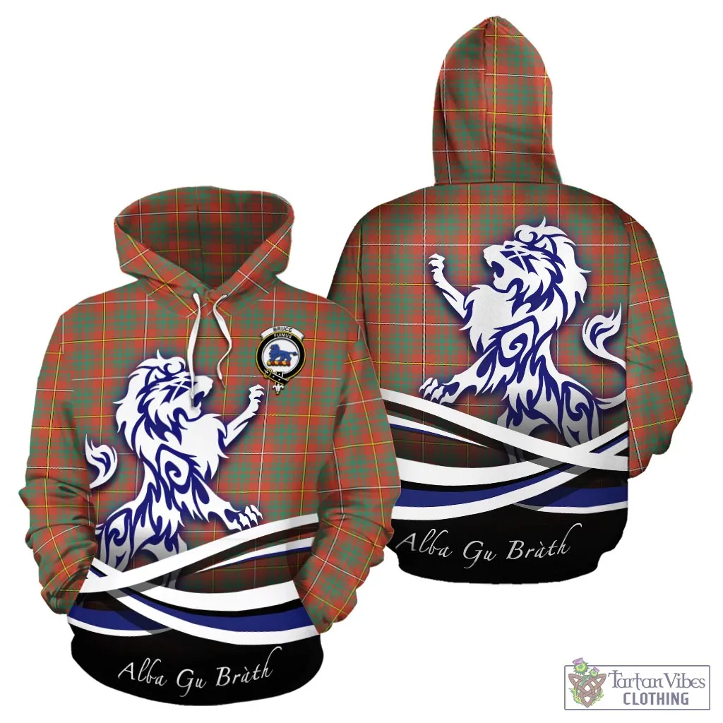 Bruce Ancient Tartan Hoodie with Alba Gu Brath Regal Lion Emblem