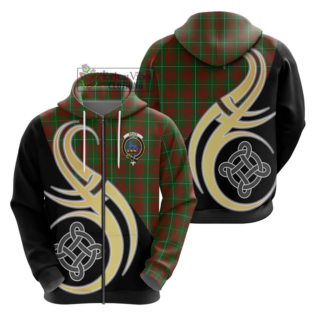 Bruce Hunting Tartan Hoodie with Family Crest and Celtic Symbol Style