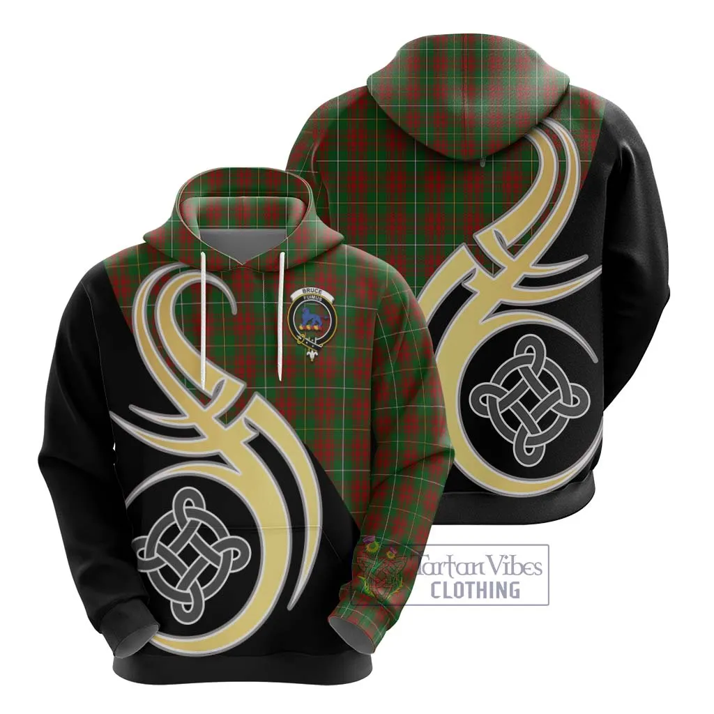 Bruce Hunting Tartan Hoodie with Family Crest and Celtic Symbol Style