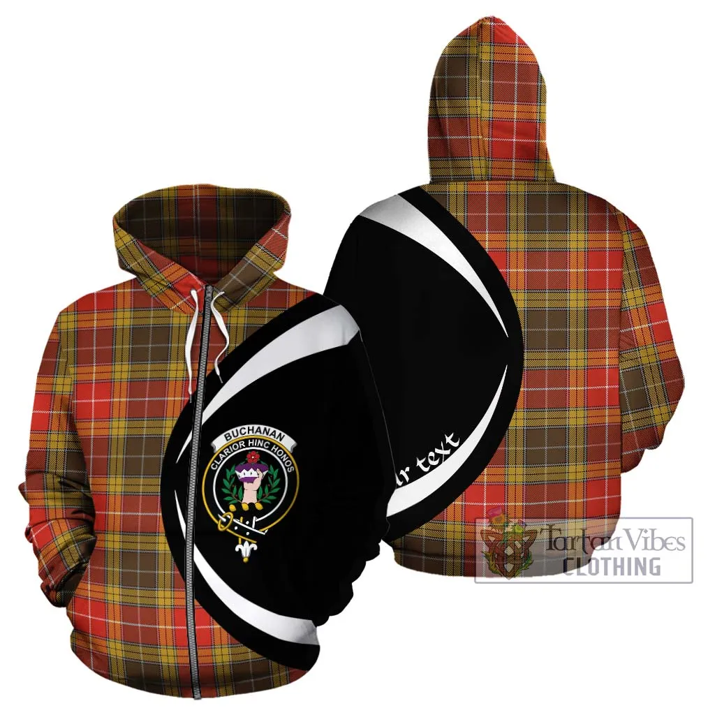 Buchanan Old Set Weathered Tartan Hoodie with Family Crest Circle Style