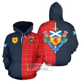 Burnett Modern Tartan Hoodie Alba with Scottish Lion Royal Arm Half Style