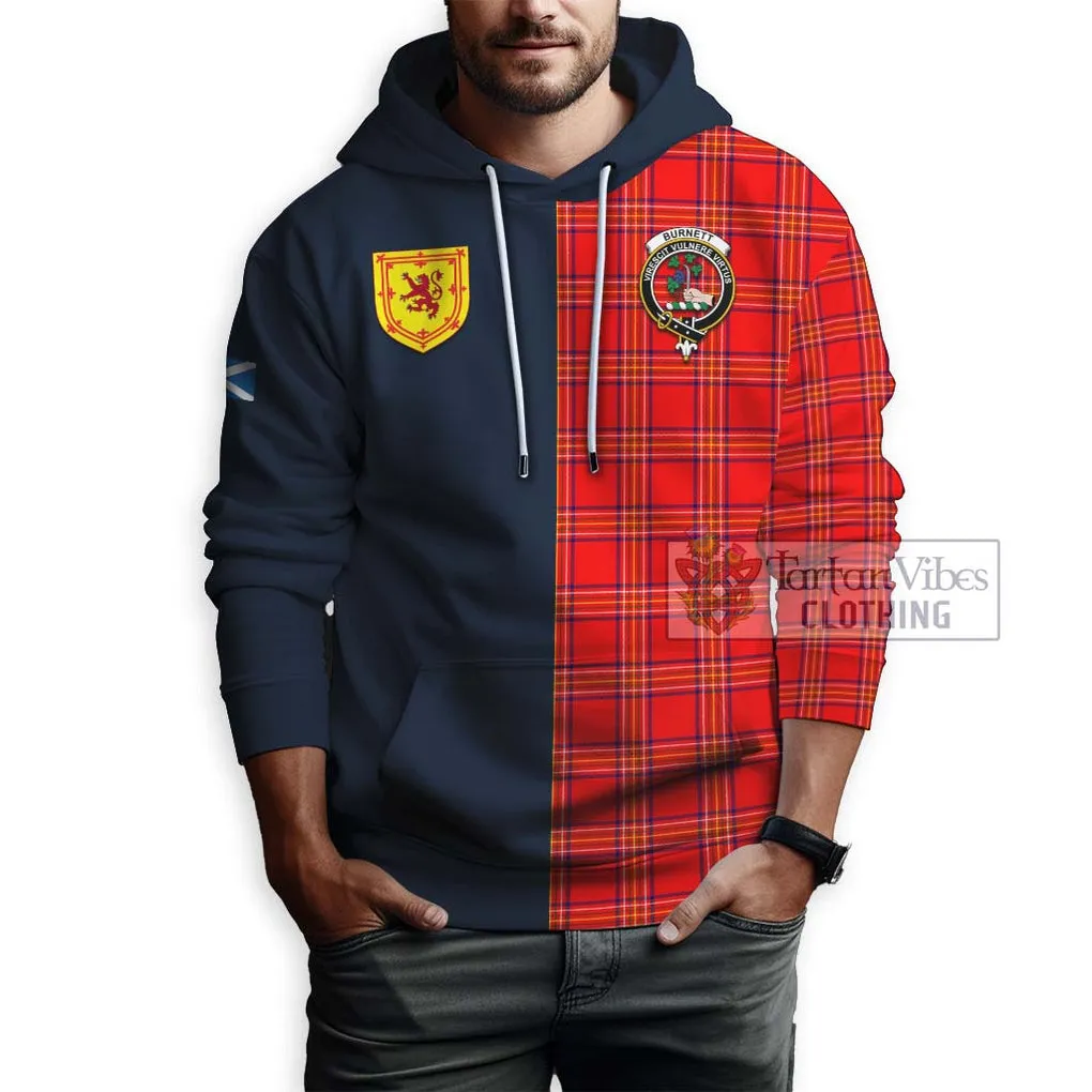 Burnett Modern Tartan Hoodie Alba with Scottish Lion Royal Arm Half Style