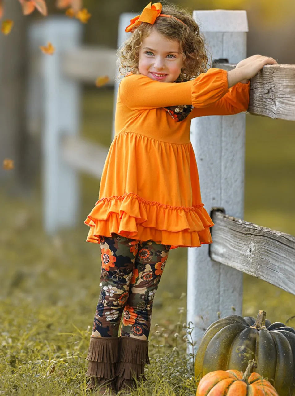 Camo Flower Tunic, Scarf and Legging Set