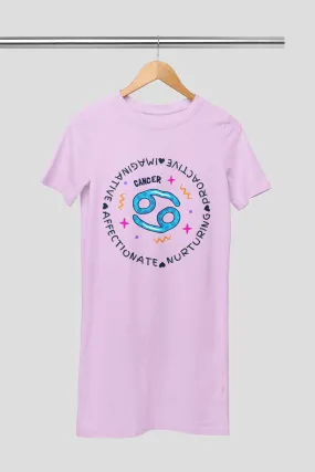 Cancer Zodiac Cotton Night T-Shirt Dress For Women