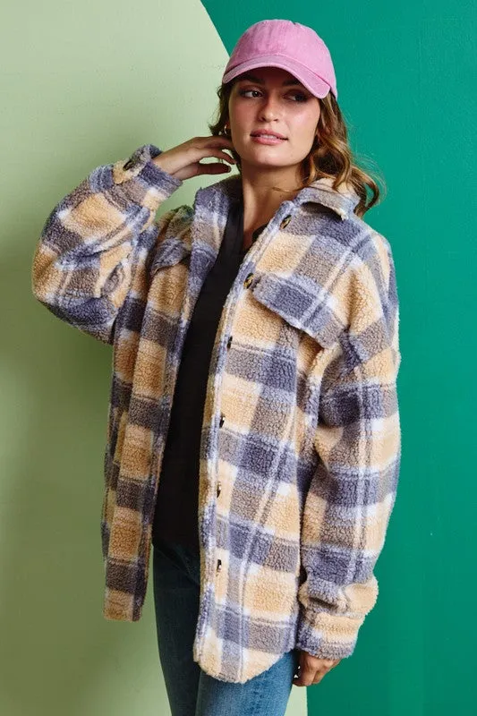 Caramel Collared Plaid Jacket