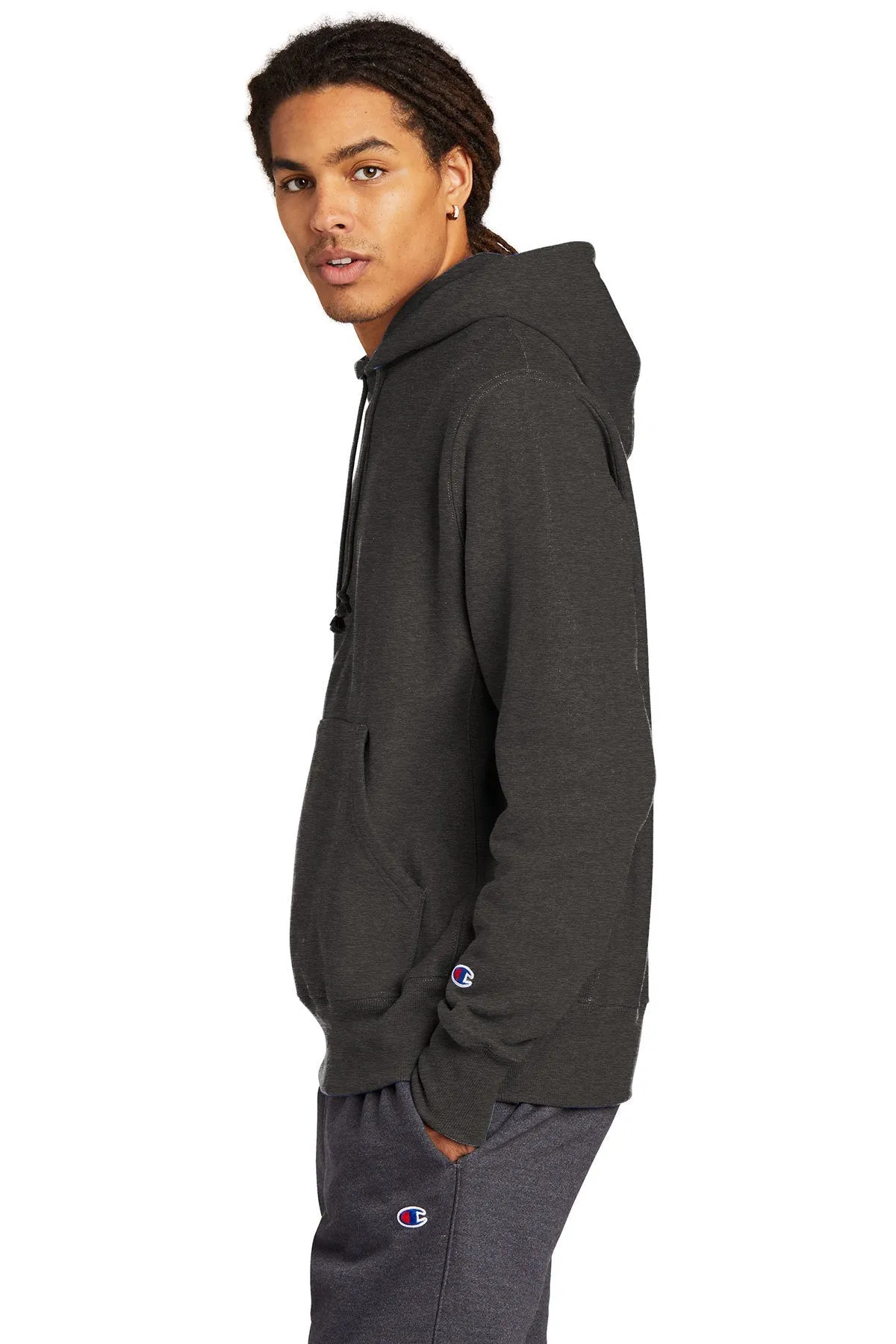 Champion Reverse Weave Hooded Sweatshirt, Charcoal Heather