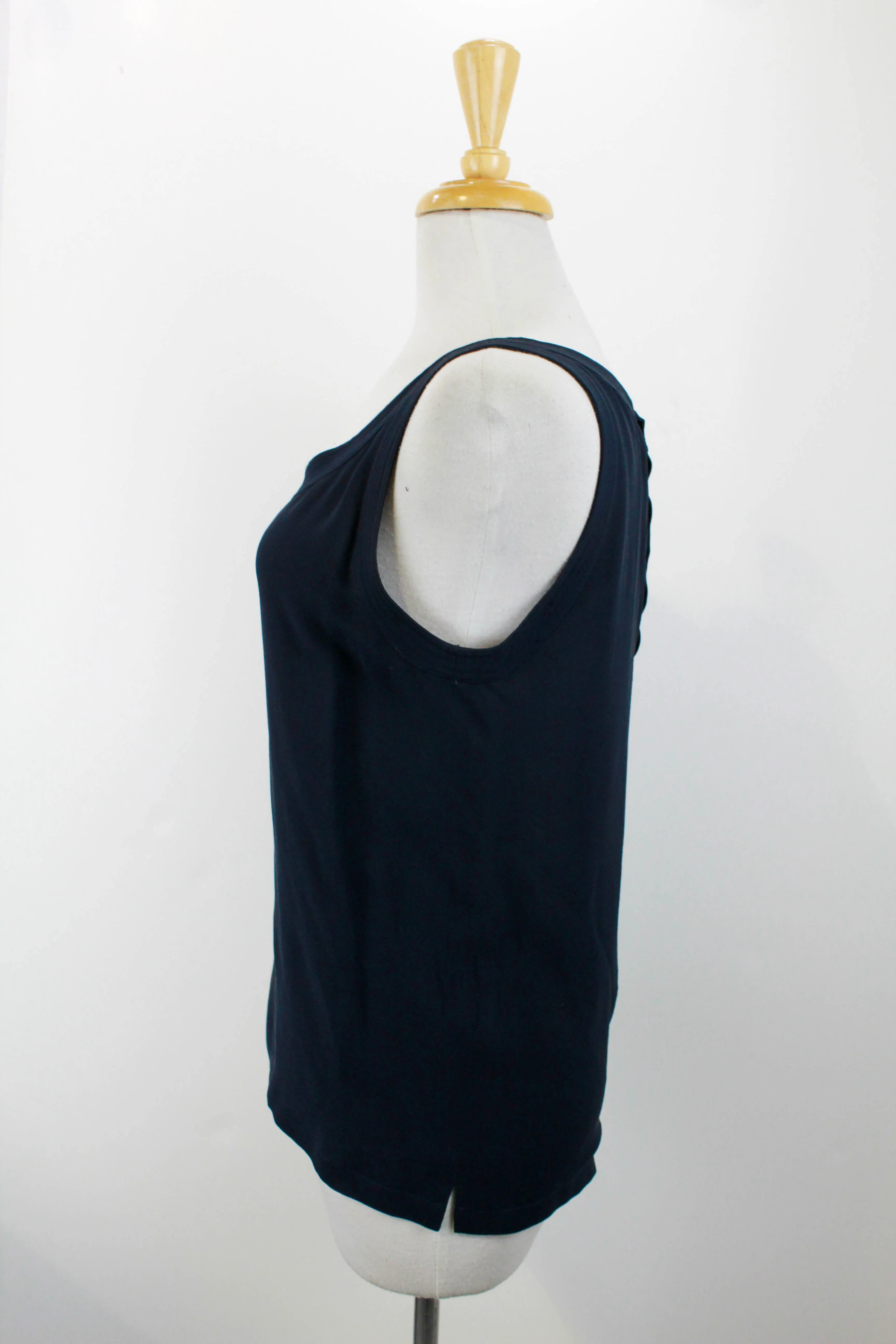 Chanel Navy Blue Silk Tank Top