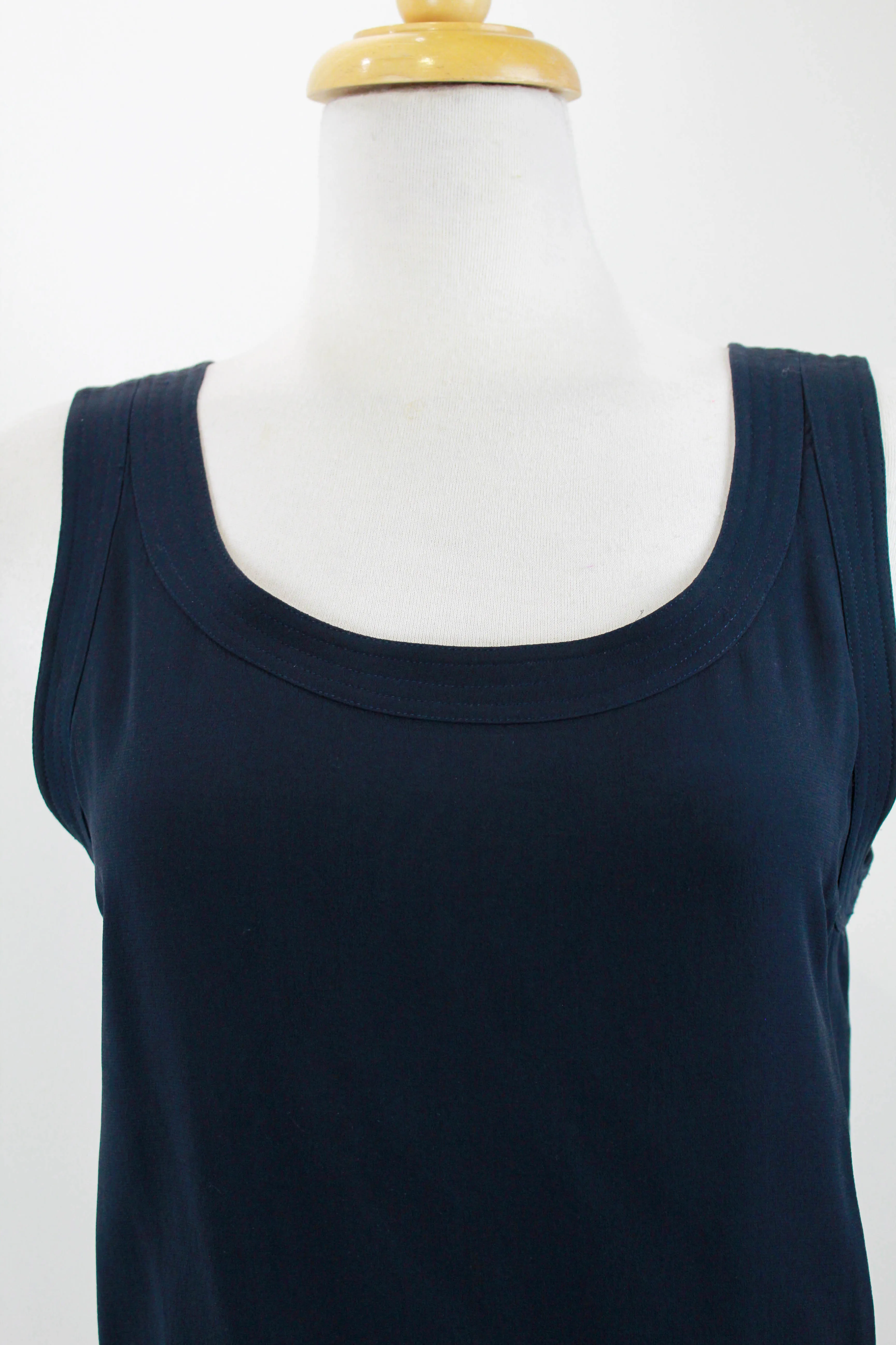 Chanel Navy Blue Silk Tank Top