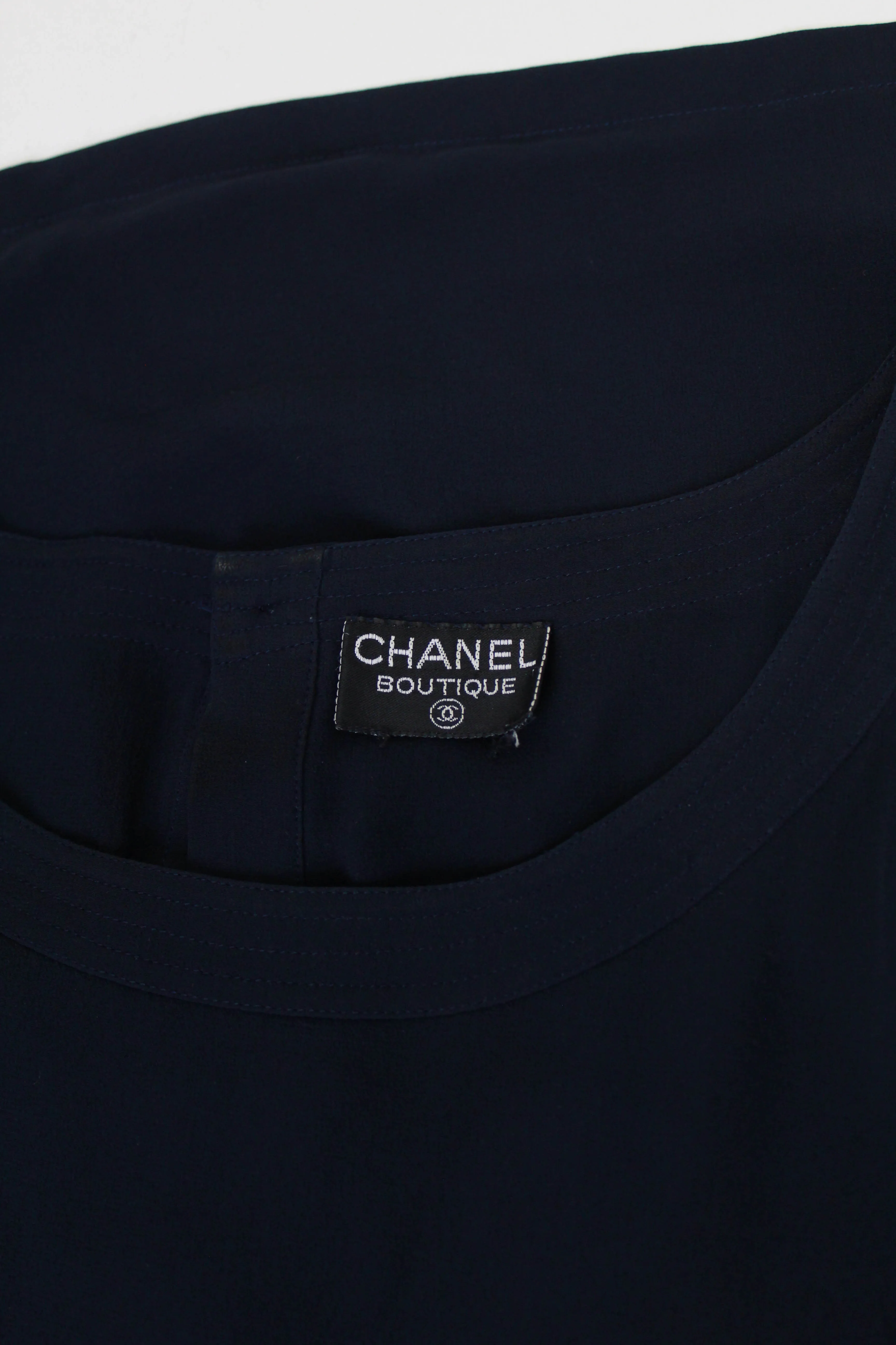 Chanel Navy Blue Silk Tank Top