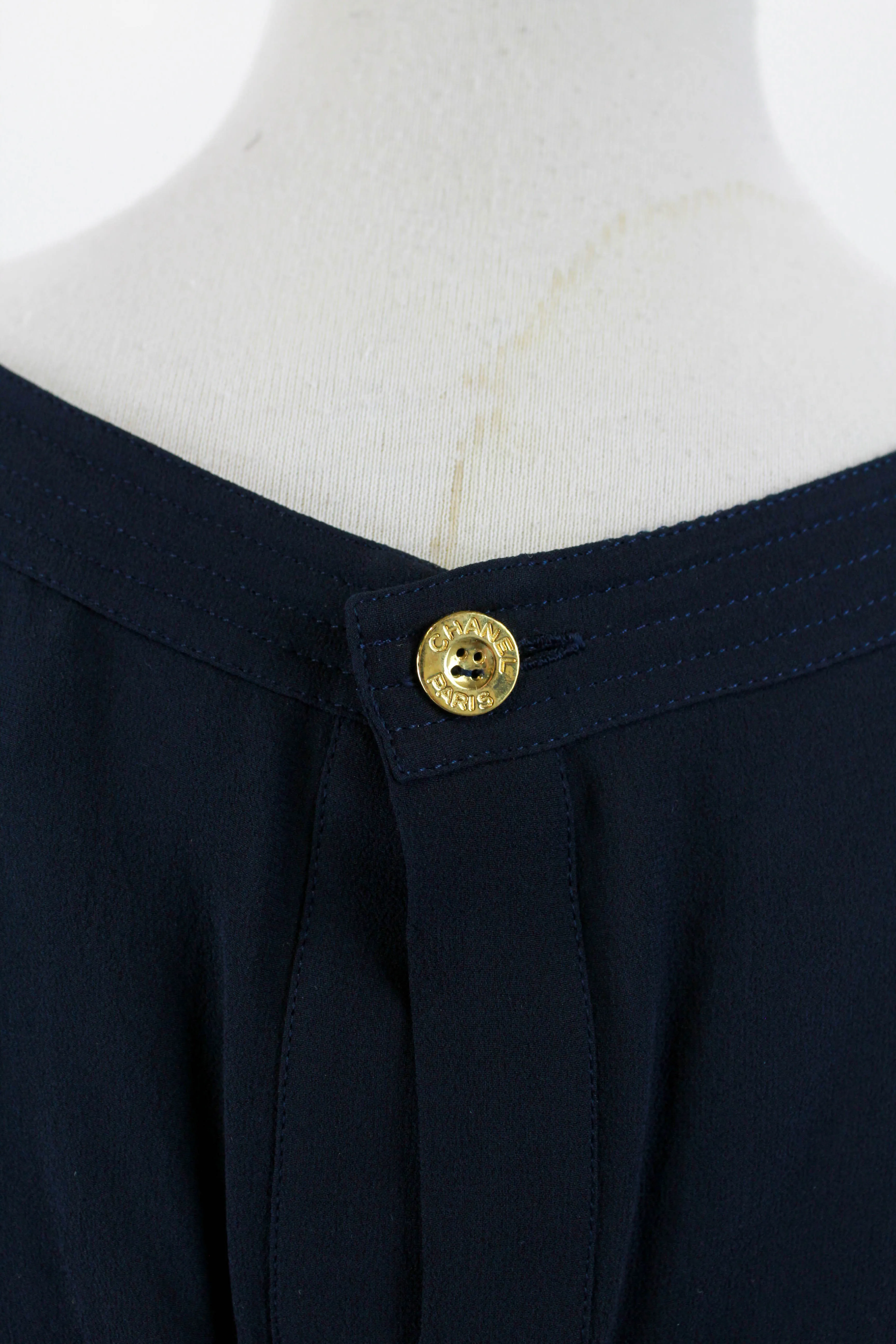 Chanel Navy Blue Silk Tank Top