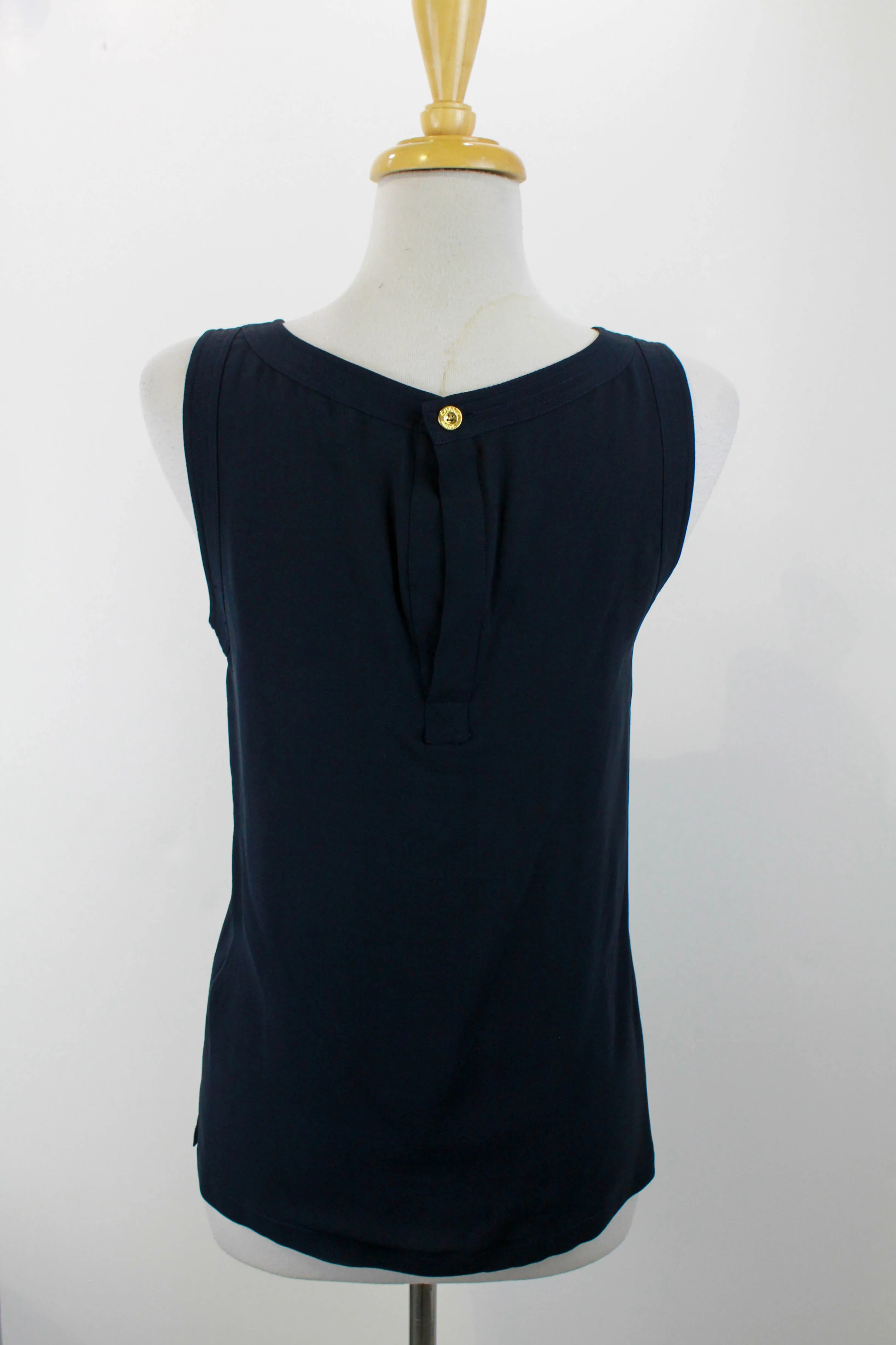 Chanel Navy Blue Silk Tank Top