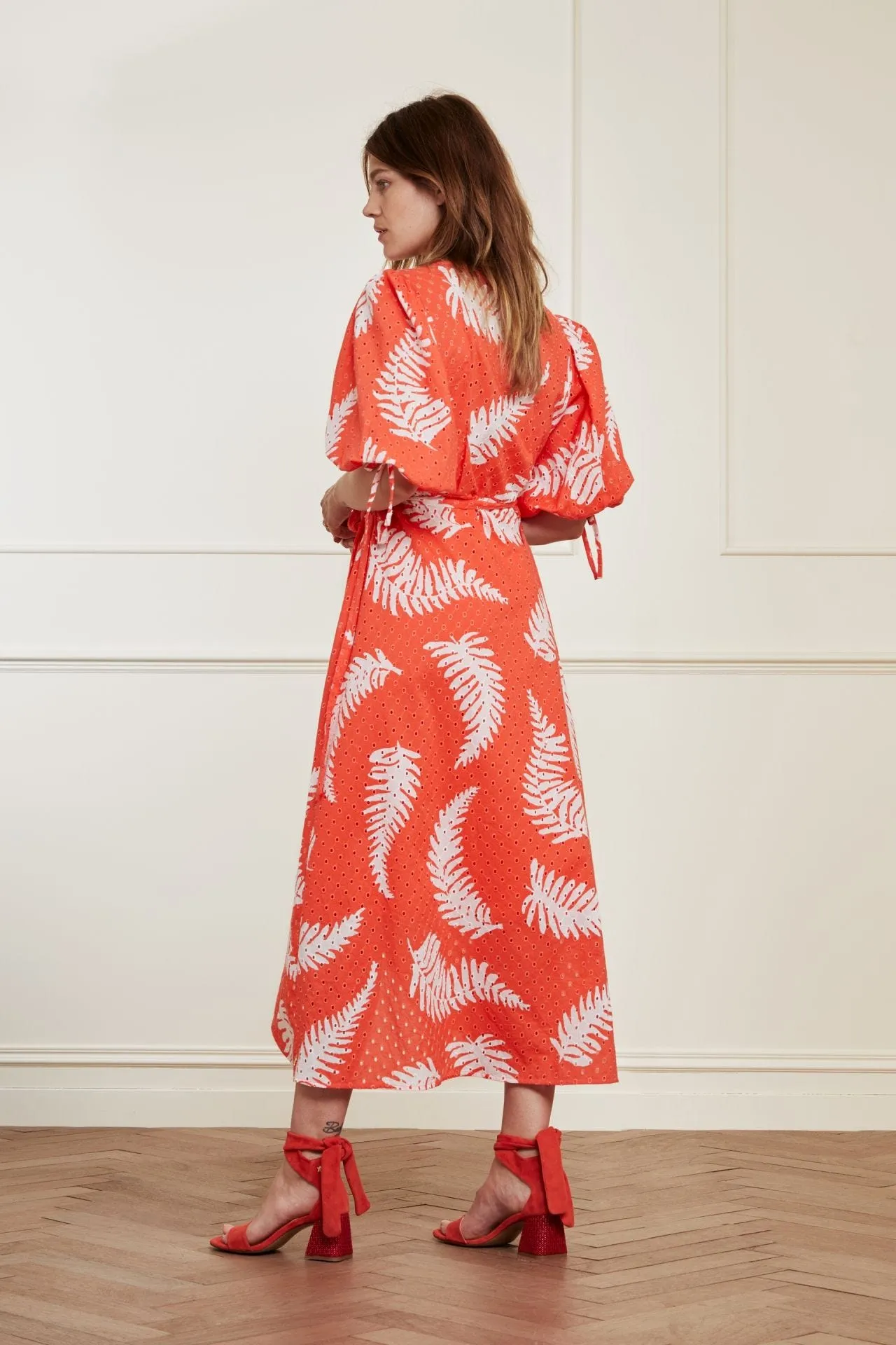 Charlie Broderie Dress - Hot Coral