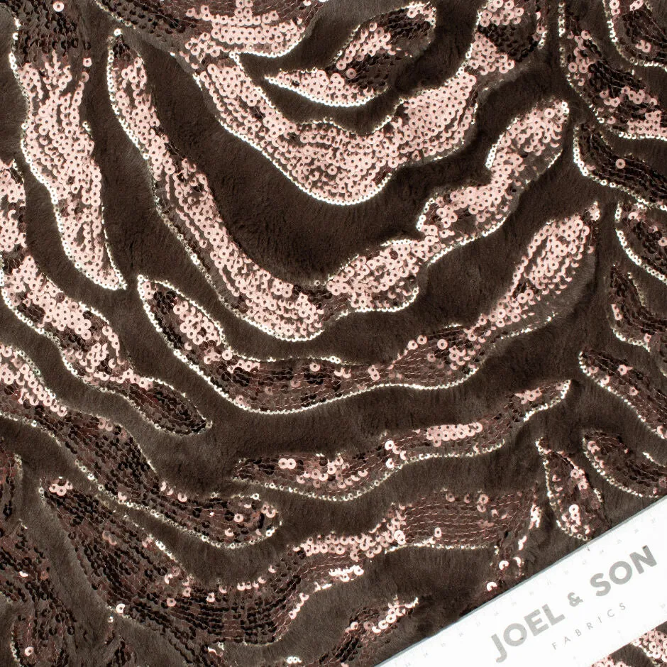 Chocolate Brown Sequinned Faux Fur