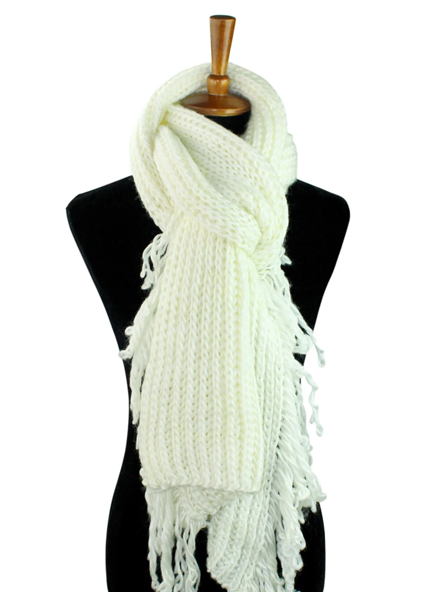 Chunky Winter Knit Scarf With Loop Fringe