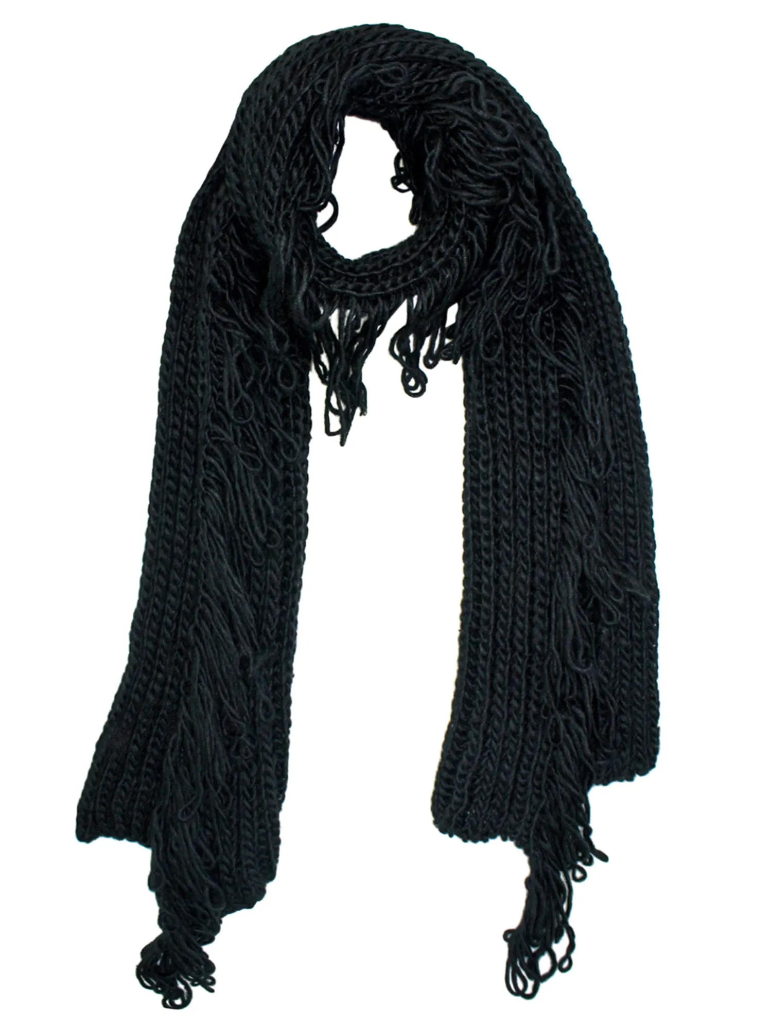 Chunky Winter Knit Scarf With Loop Fringe