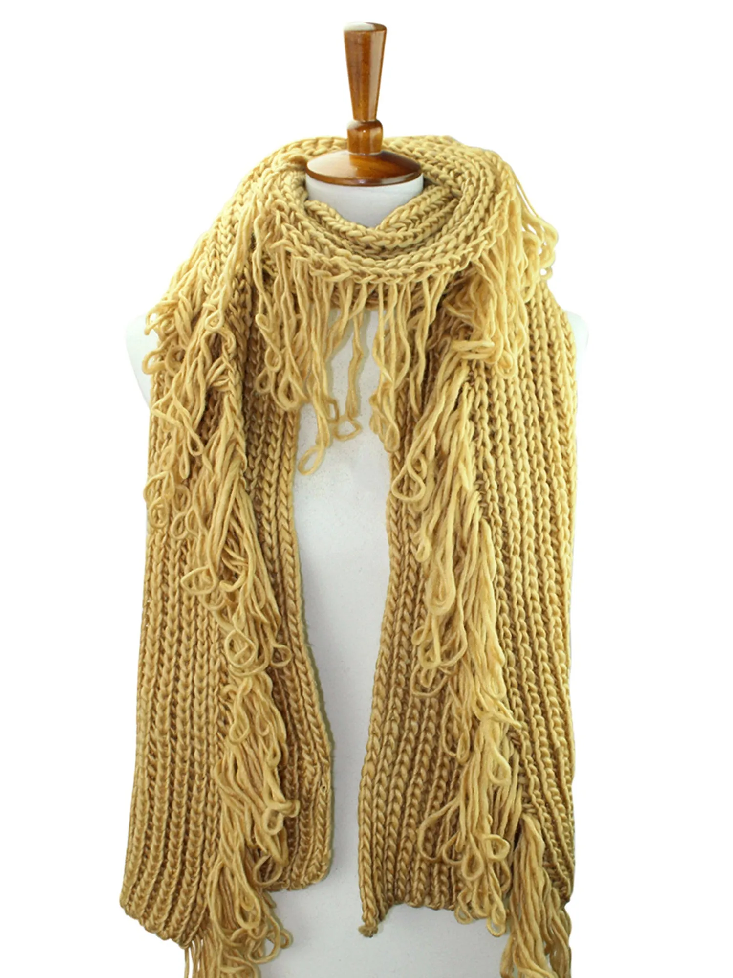 Chunky Winter Knit Scarf With Loop Fringe