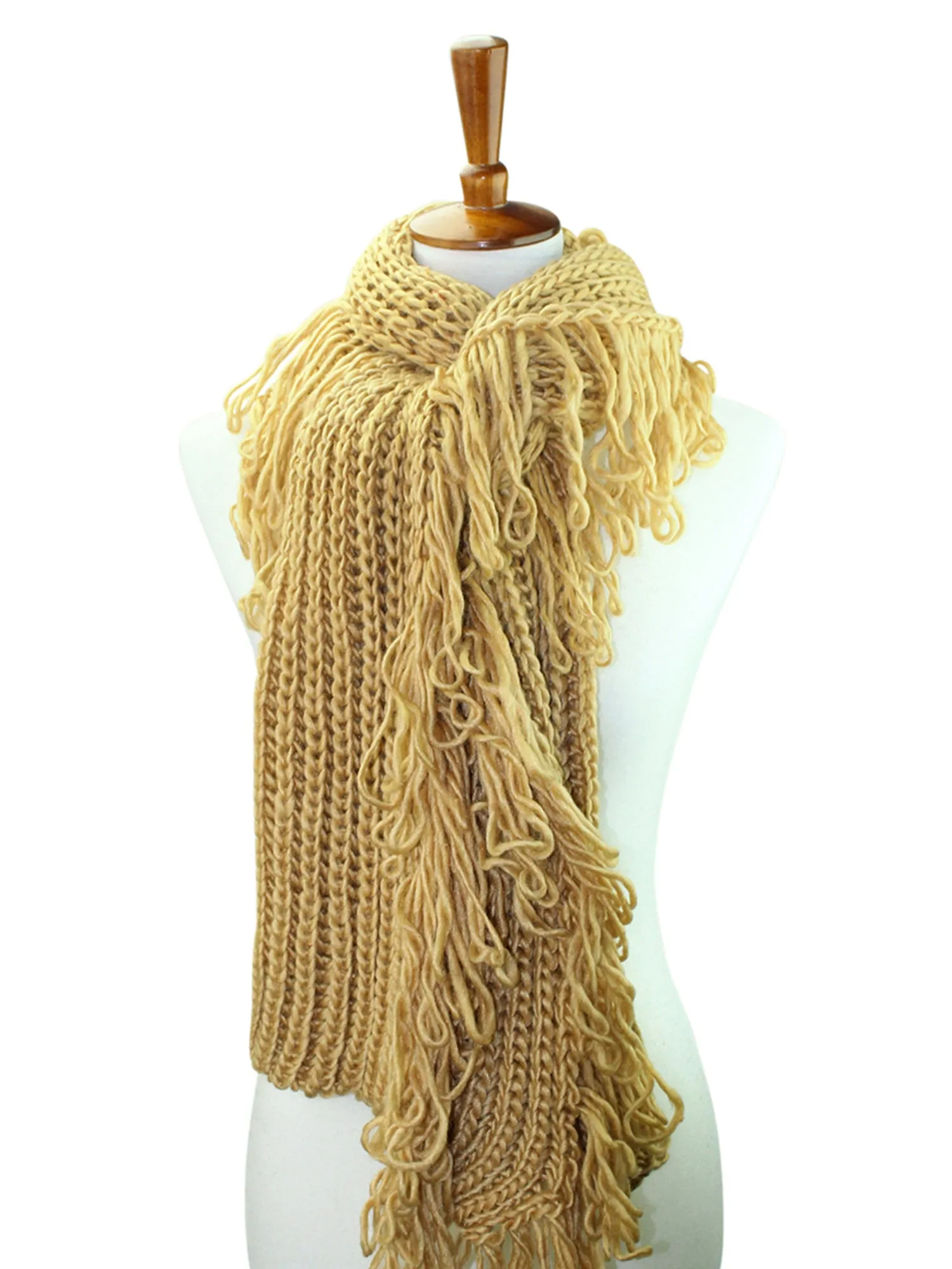 Chunky Winter Knit Scarf With Loop Fringe