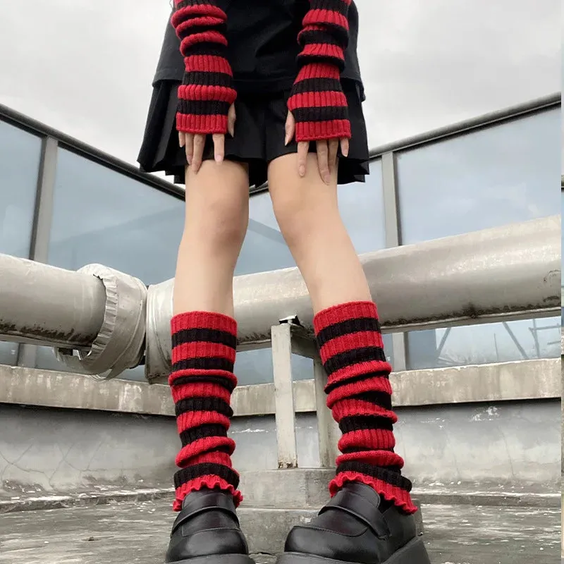 Classic Red and Black Pattern Leg and Arm Warmers