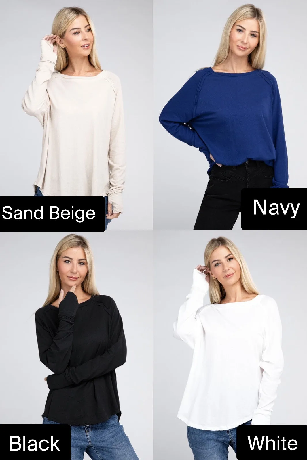 Cotton Raglan Sleeve Thumbhole Top