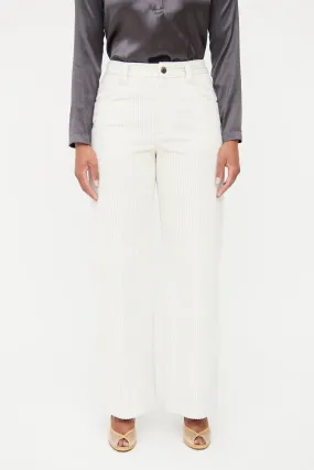 Cream Wide Leg Corduroy Pant