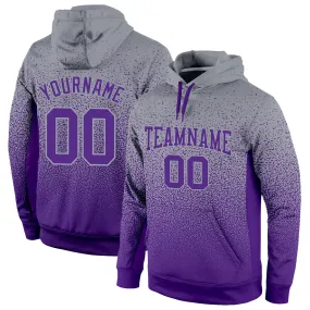 Custom Stitched Gray Purple Fade Fashion Sports Pullover Sweatshirt Hoodie