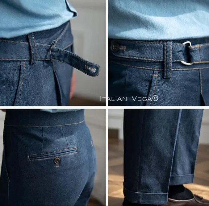 Dark Blue Denim Veteran Gurkha Trouser by Italian Vega®