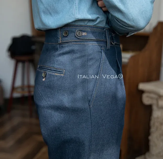 Dark Blue Denim Veteran Gurkha Trouser by Italian Vega®