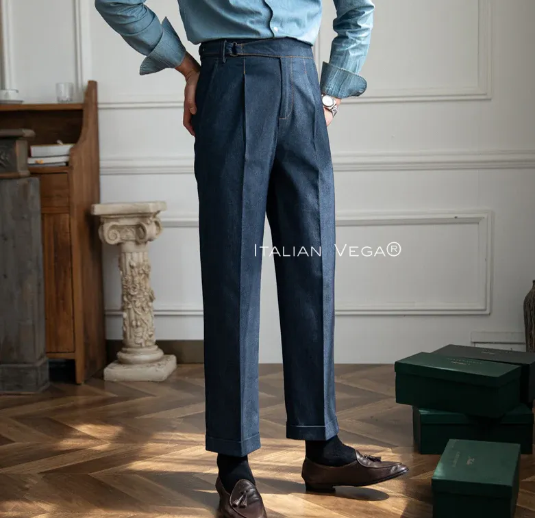 Dark Blue Denim Veteran Gurkha Trouser by Italian Vega®