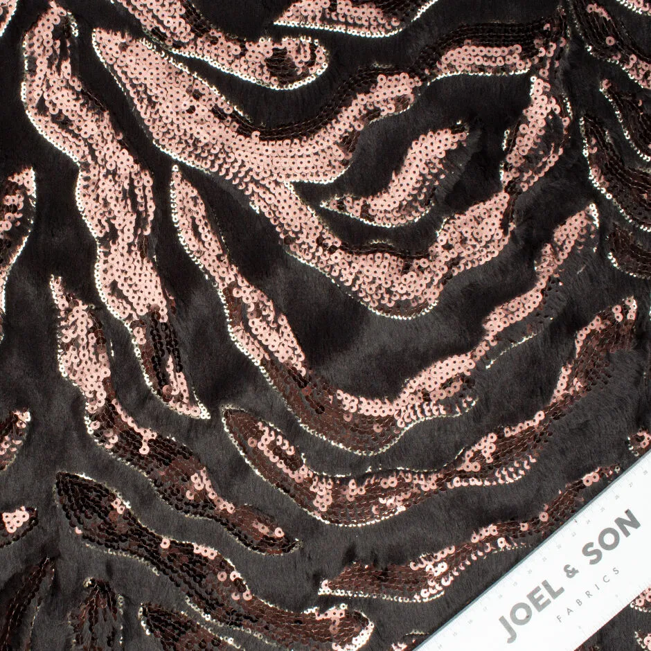 Dark Brown Sequinned Faux Fur