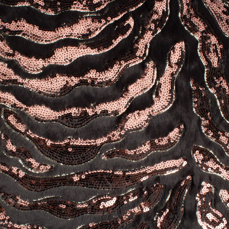 Dark Brown Sequinned Faux Fur