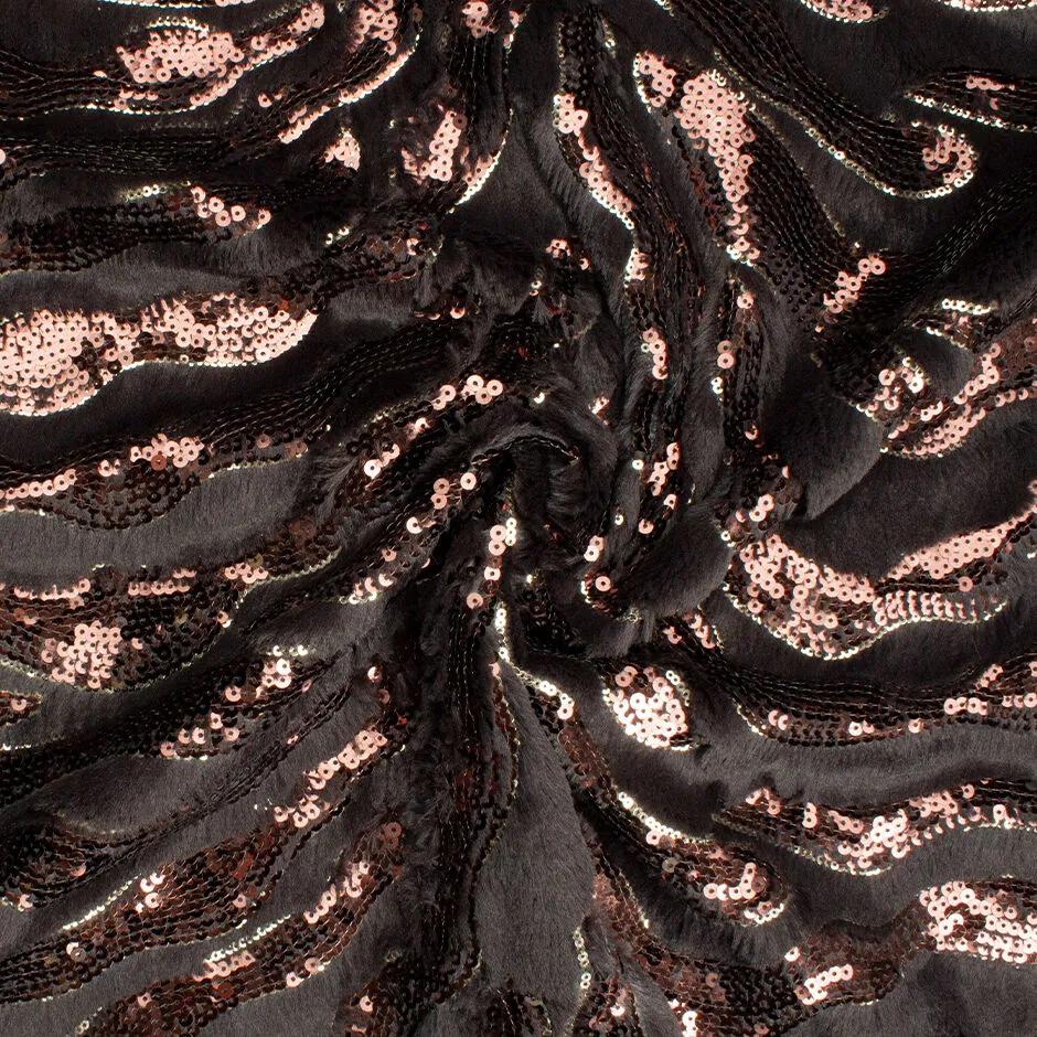 Dark Brown Sequinned Faux Fur