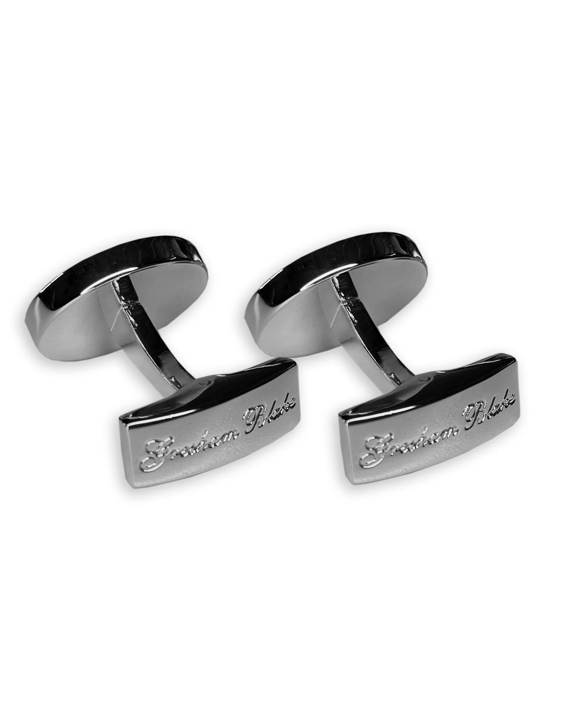 Dark Green Enamel Silver Logo Cufflink