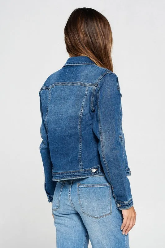 DARK WASH DENIM JEAN JACKET