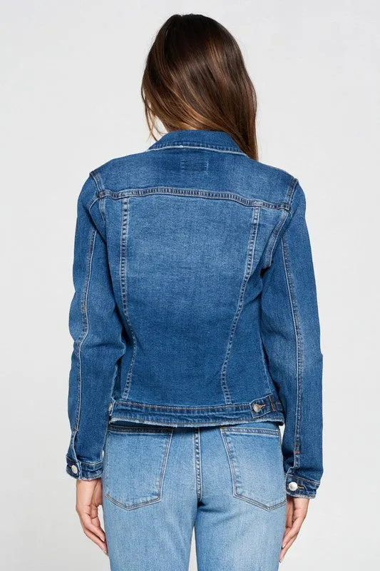 DARK WASH DENIM JEAN JACKET