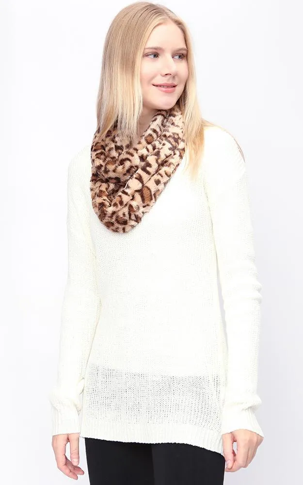 DB700 Animal Pattern Soft Faux Fur Infinity Scarf