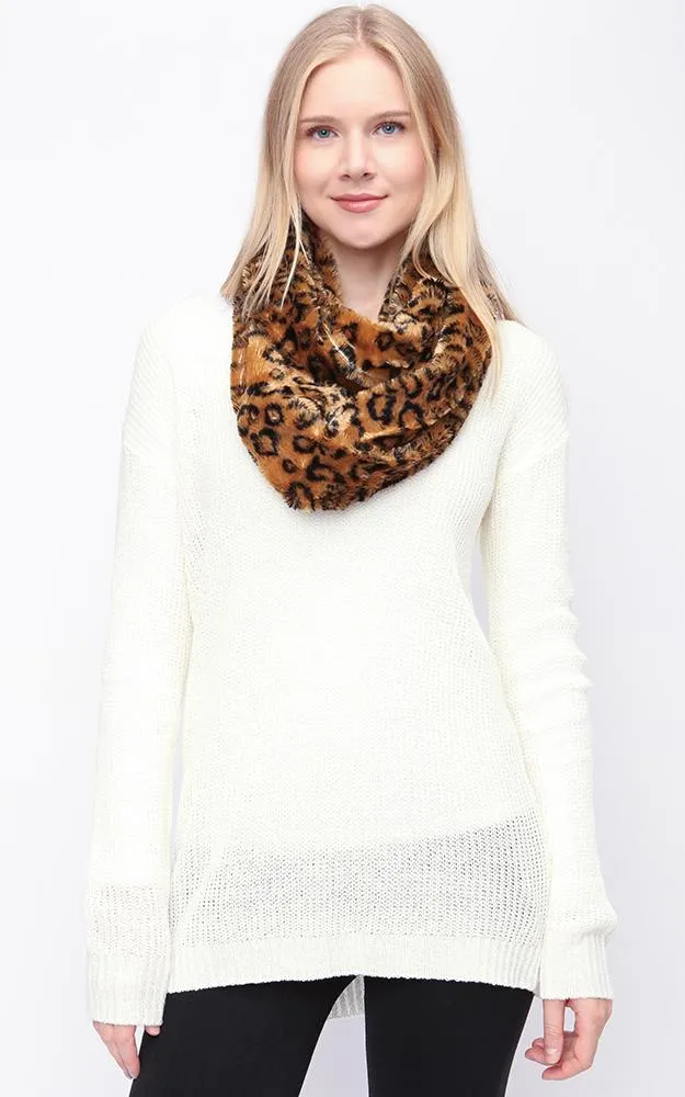 DB700 Animal Pattern Soft Faux Fur Infinity Scarf