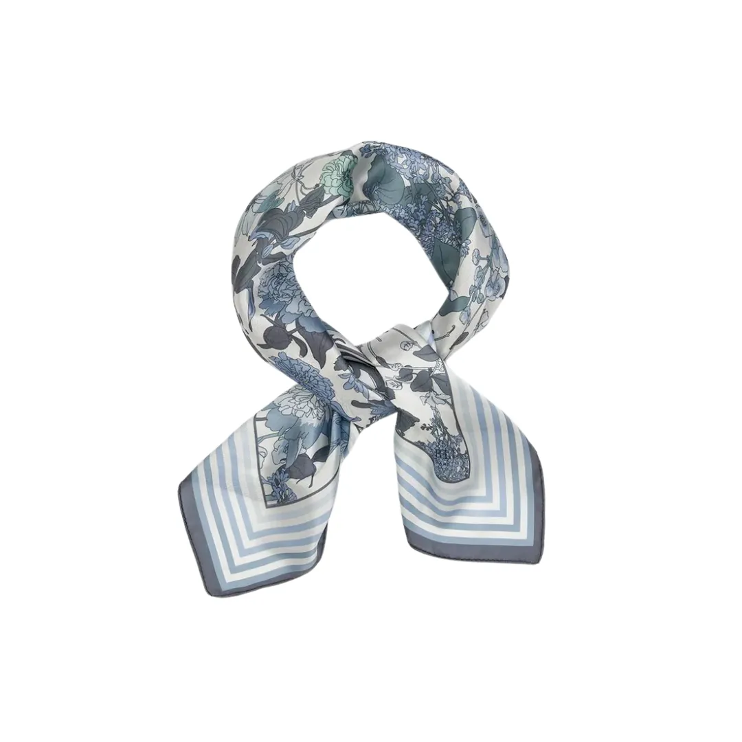 Deco Bloom Blue Square Scarf