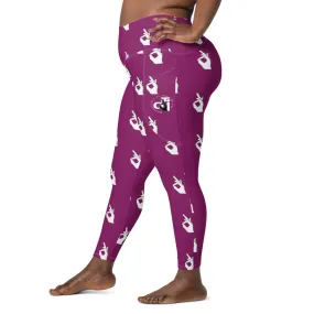 Descendants of The Island Eggplant Hand pattern Leggings with pockets