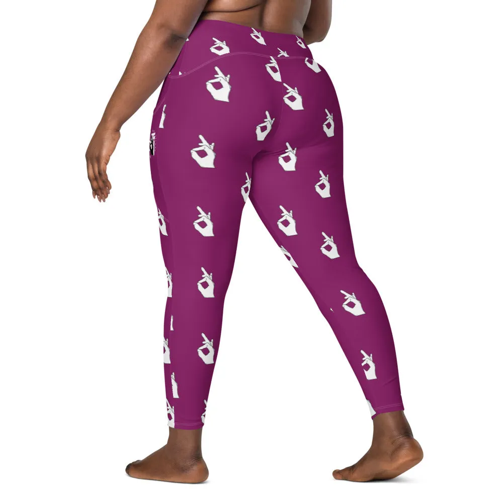 Descendants of The Island Eggplant Hand pattern Leggings with pockets