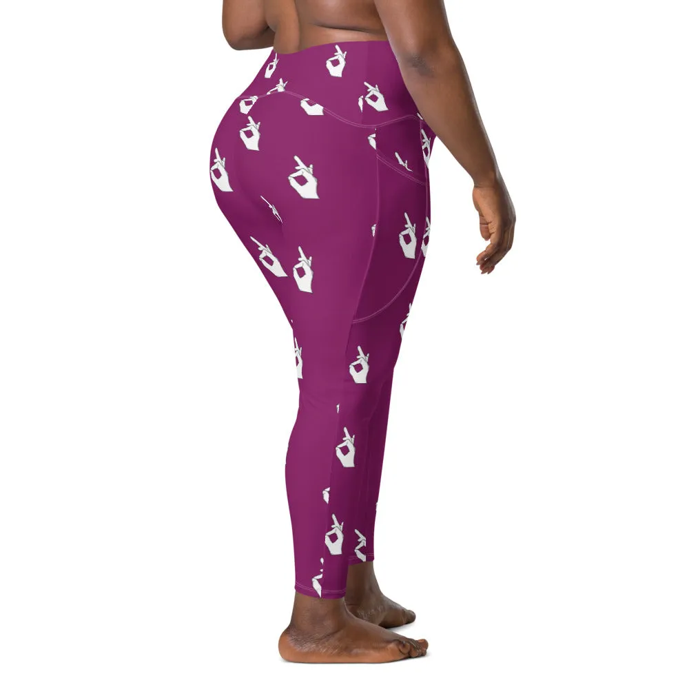 Descendants of The Island Eggplant Hand pattern Leggings with pockets