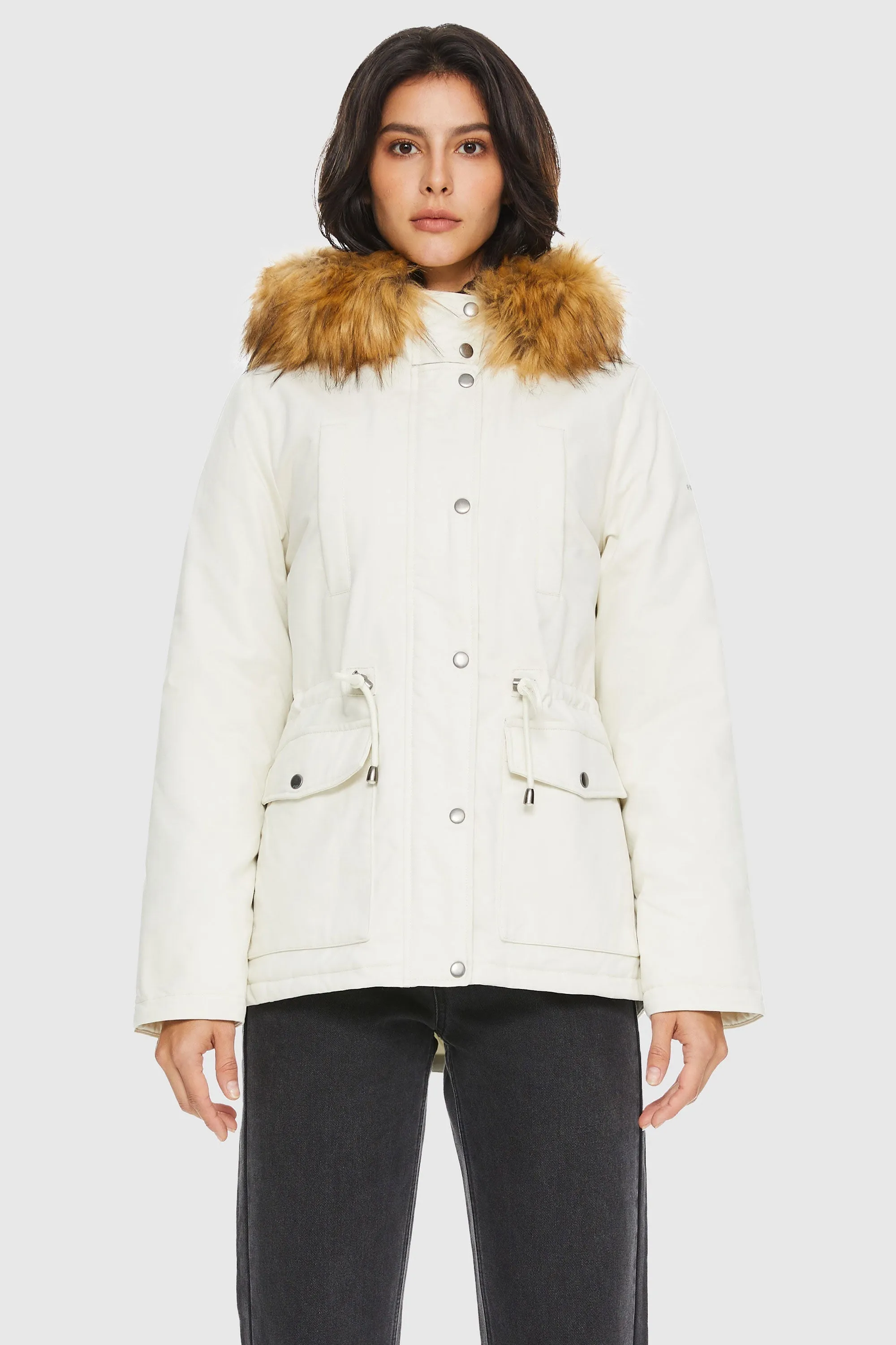 Detachable Faux Fur Winter Parka Jacket