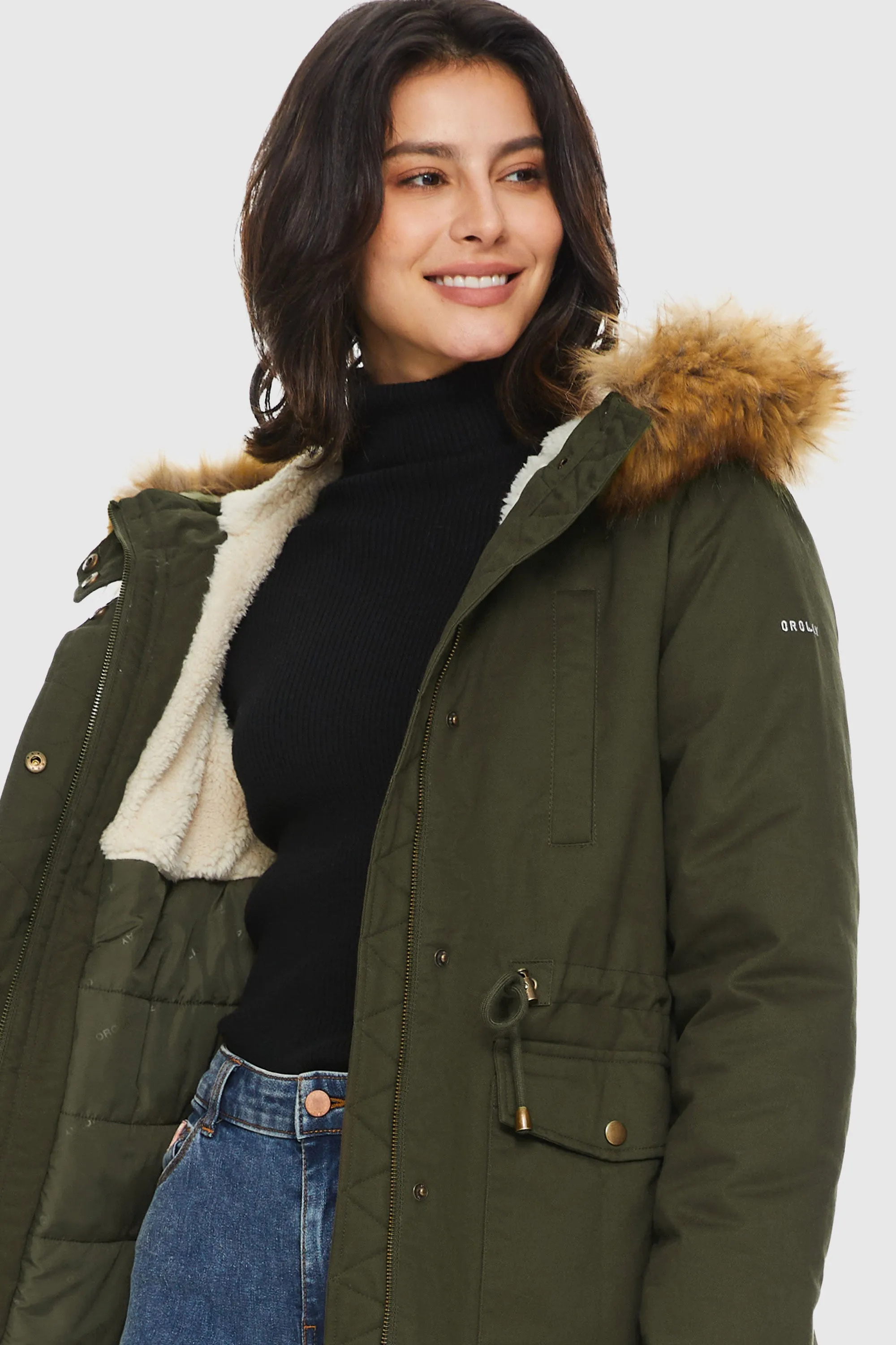 Detachable Faux Fur Winter Parka Jacket