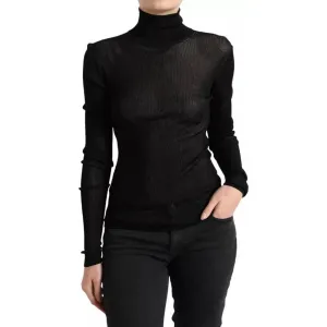 Dolce & Gabbana Black Viscose Turtle Neck Pullover Sweater