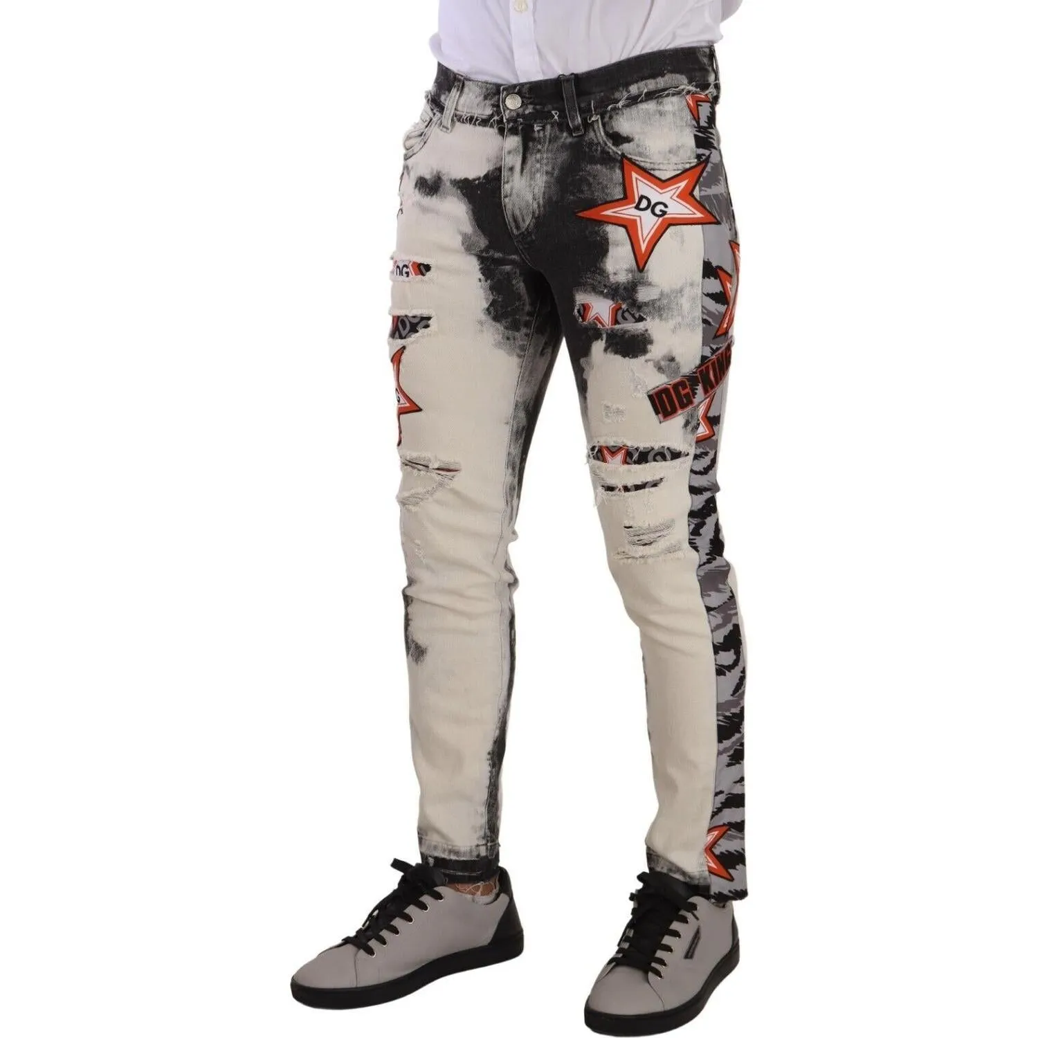 Dolce & Gabbana Chic Slim Fit Star Motif Denim Jeans