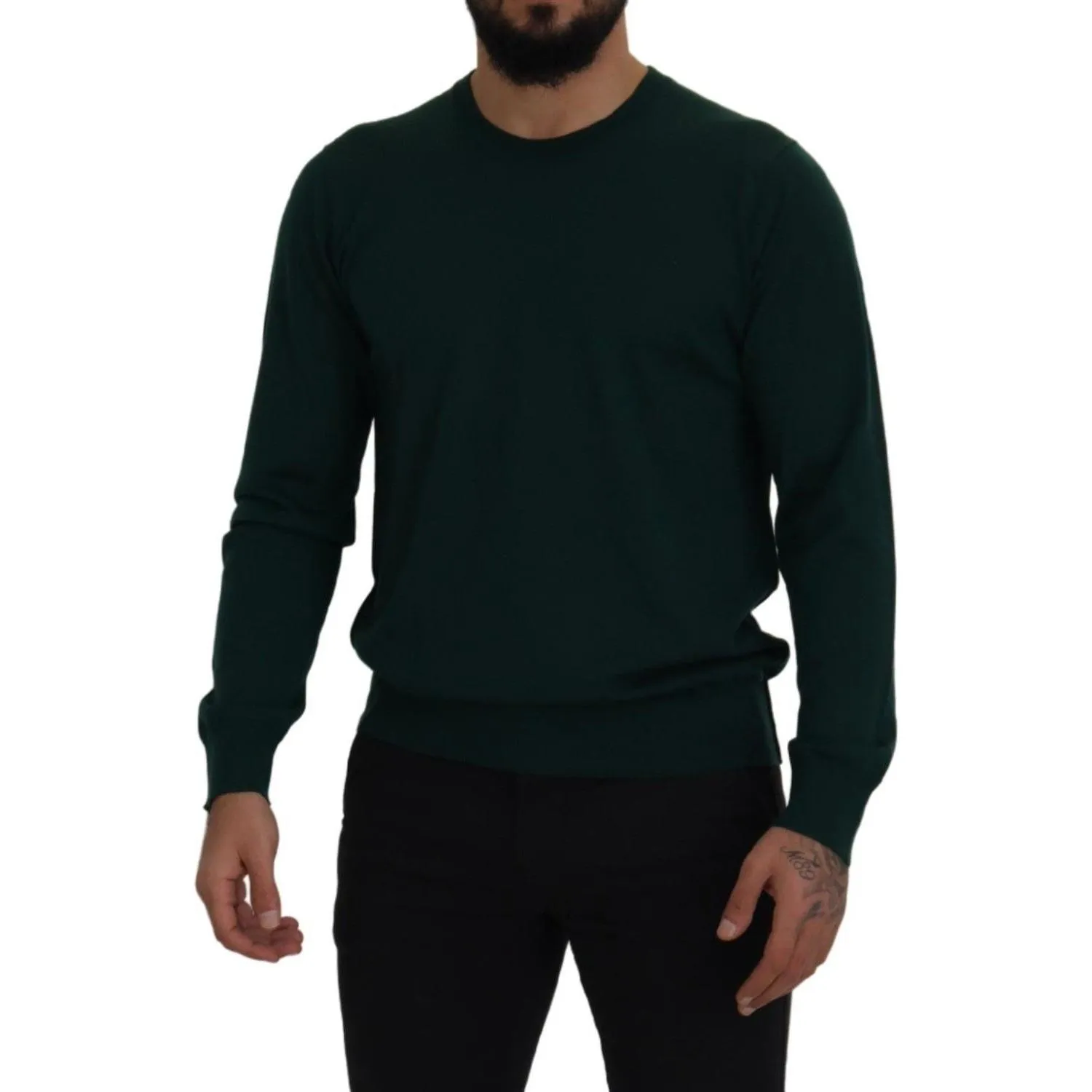 Dolce & Gabbana Elegant Green Crewneck Cashmere Sweater