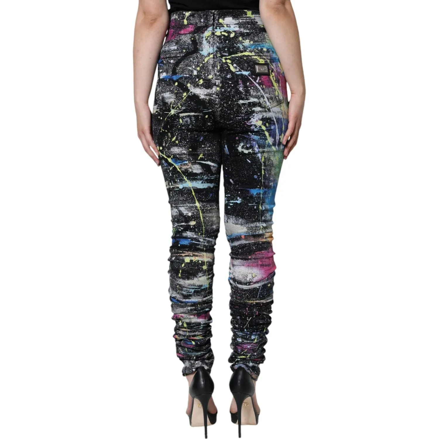 Dolce & Gabbana Multicolor Splatter Paint Cotton Skinny Denim Jeans