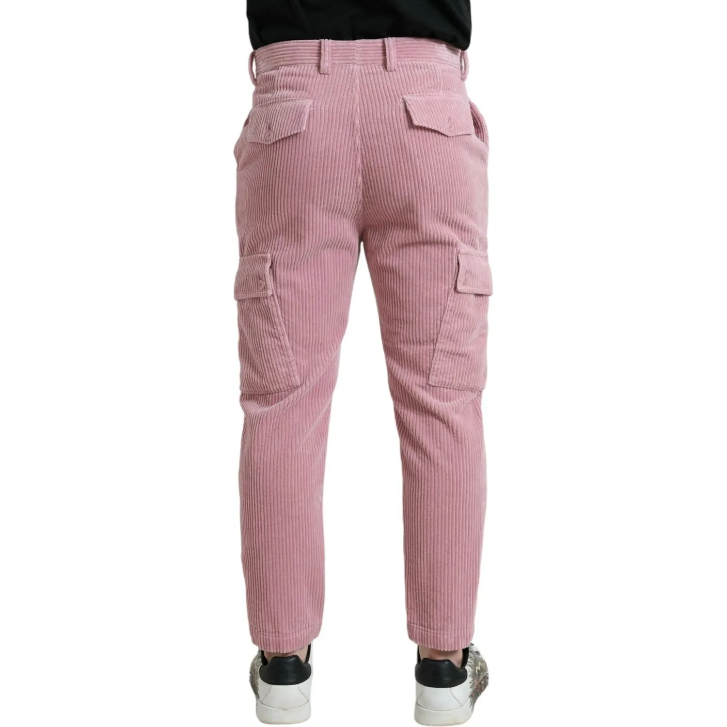 Dolce & Gabbana Pink Corduroy Cotton Stretch Skinny Cargo Jeans