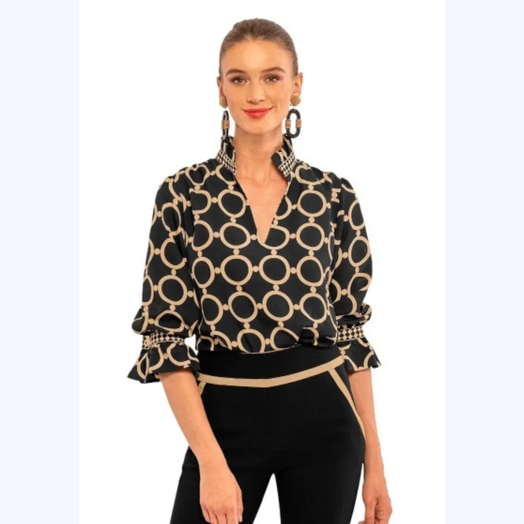 Dot Ruffle Neck Top