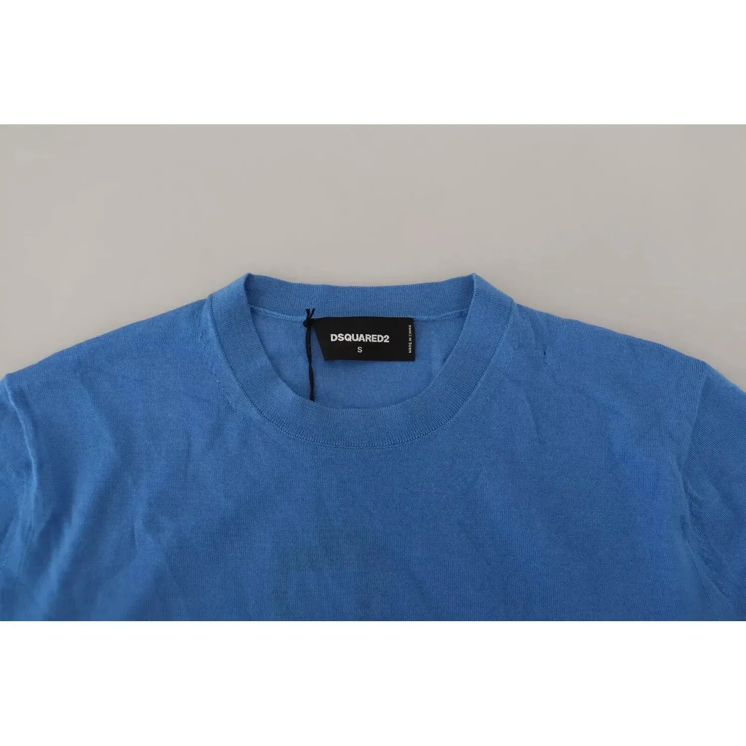 Dsquared² Blue Wool Long Sleeves Crewneck Pullover Sweater