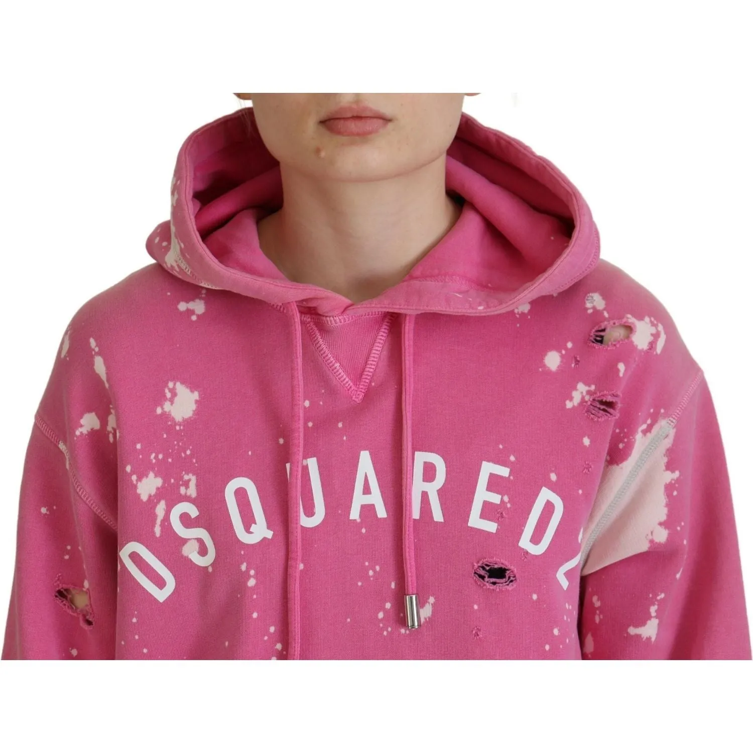 Dsquared² Pink Logo Print Cotton Hoodie Sweatshirt Sweater